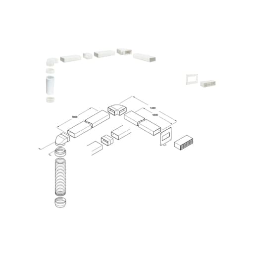 Hafele System 5 To 5A Ventilation Grille And Ducting Set 3 Metre White 565.30.722