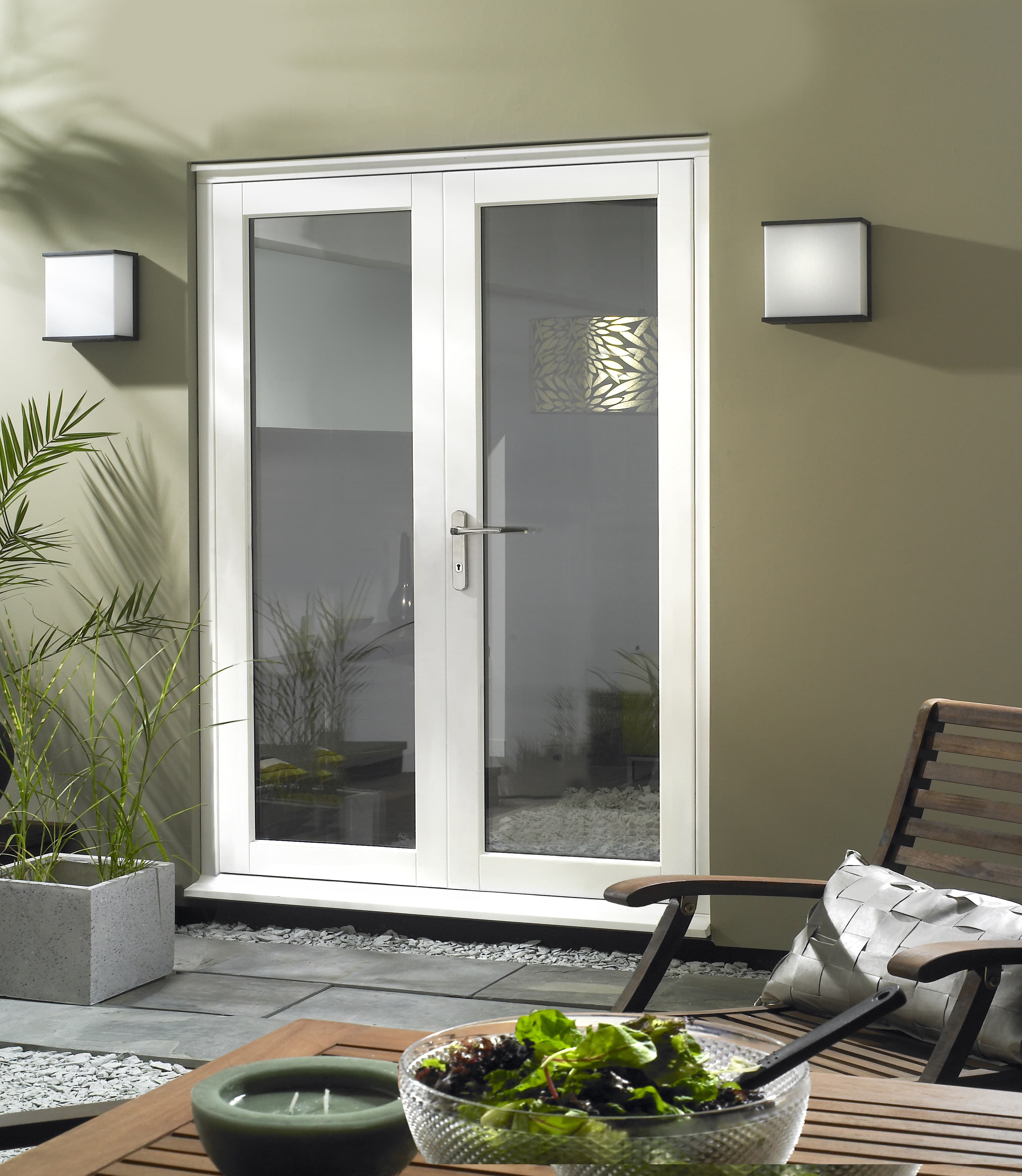 Extenal Finished White Slimline French Doors 1490mm