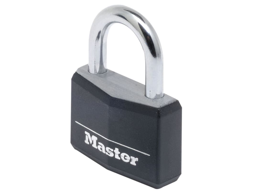 Master Lock Aluminium Black Vinyl Cover 50mm Padlock 4-Pin 9150EURDBLK