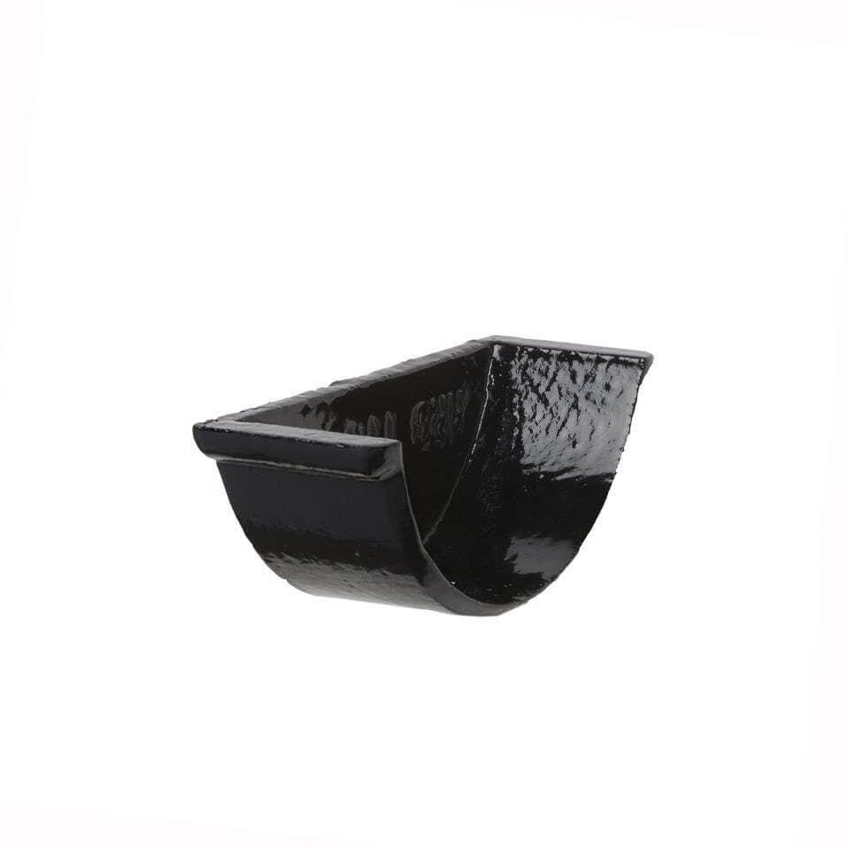 Hargreaves Premier Cast Iron Beaded Half Round Gutter Internal Stopend - 125mm Black