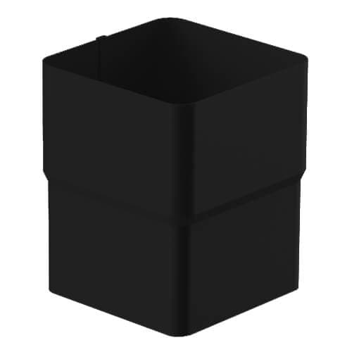 Square Steel Gutter Downpipe Socket - Black