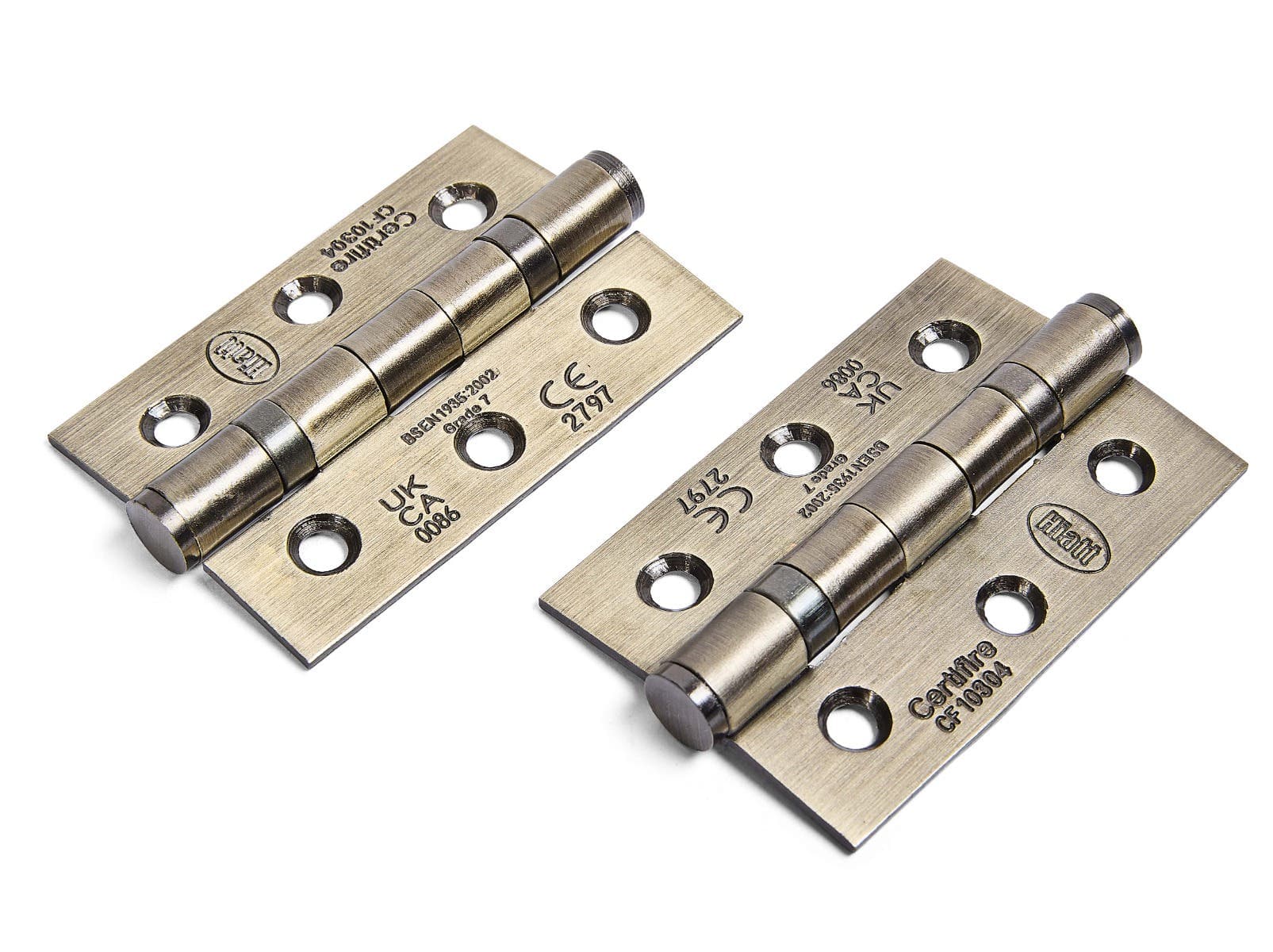 Steel Ball Bearing Hinge - UKCA/CE Certified - Fire Tested - 3″ - Antique Brass - Hardware Solutions