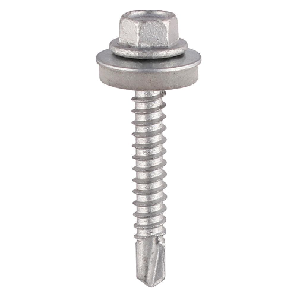 Timco L25W16BB Self-Drilling Screws - Hex - For Light Section Steel - Exterior - Silver - With Epdm Washer 5.5 X 25 TIMbag 140