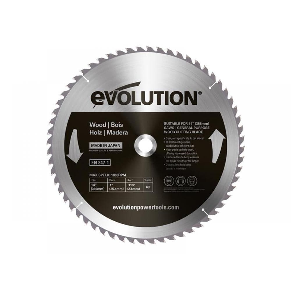 Evolution GW355TCT-60 Wood Cutting Circular Saw Blade 355 X 2.8 X 25.4Mm X 60T