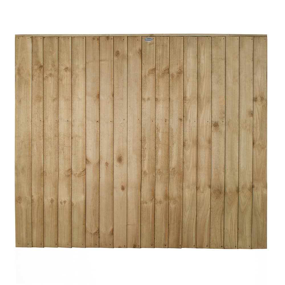 Forest Garden Natural Timber Pressure Treated Closeboard Fence Panel 5 Pack, 6x5ft