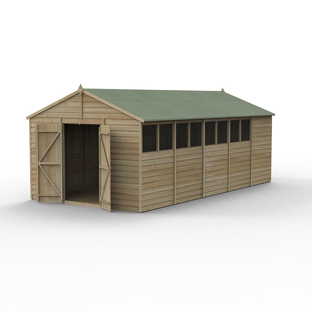 Forest Garden 4LIFE Apex Shed 10 x 20 - Double Door - 8 Windows Installation