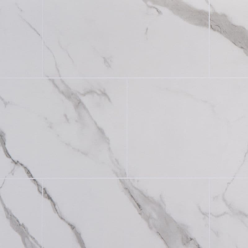 Bathroom Wall Panel - 1000mm x 2400mm x 10mm Grout Line Matt Carrara Marble Tile