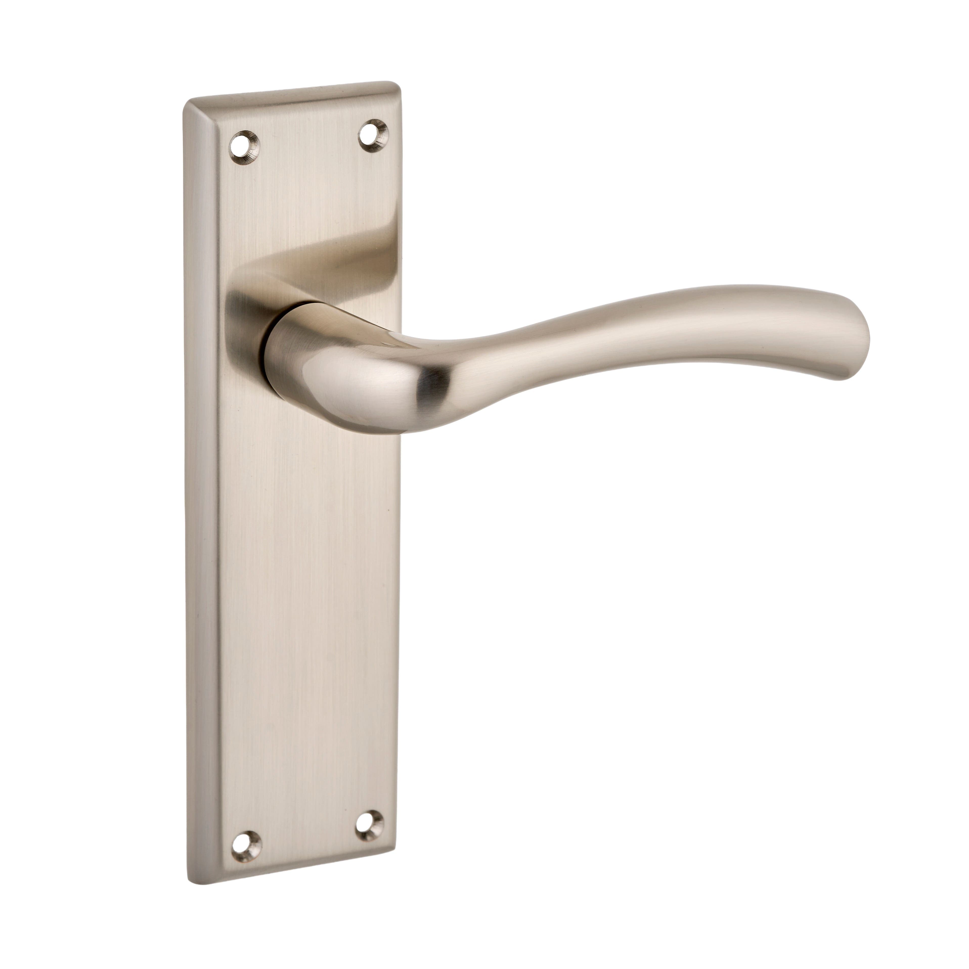 Minerva Curved Lever Latch Door Handle - Brushed Satin Nickel - Internal - Pair - Designer Levers