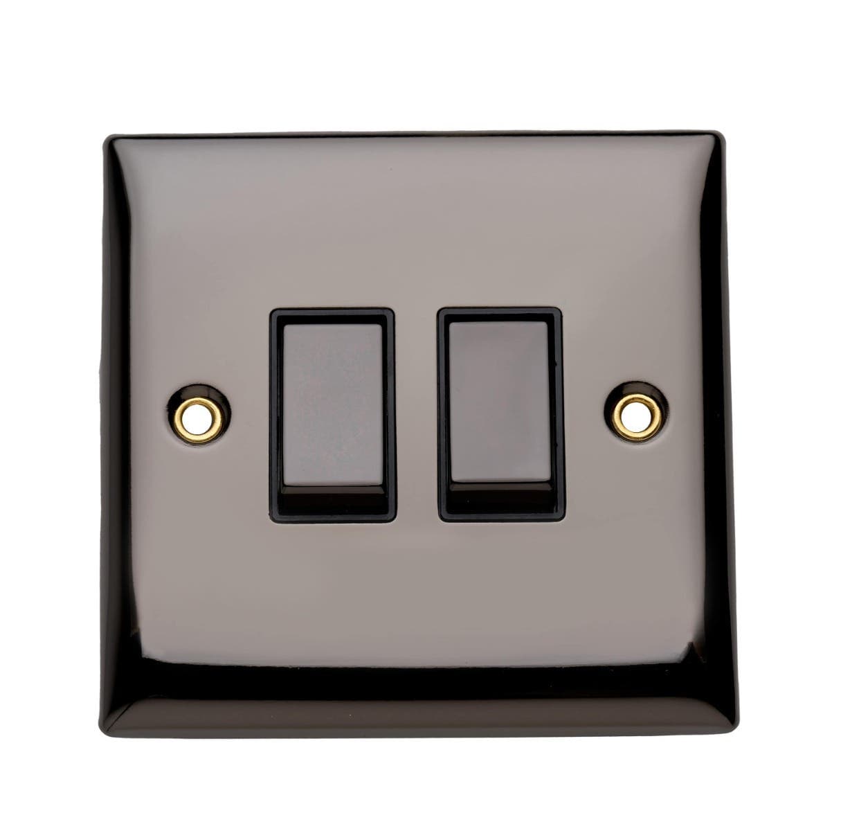 Double Light Switch - 2 Gang 2 Way - Black Nickel