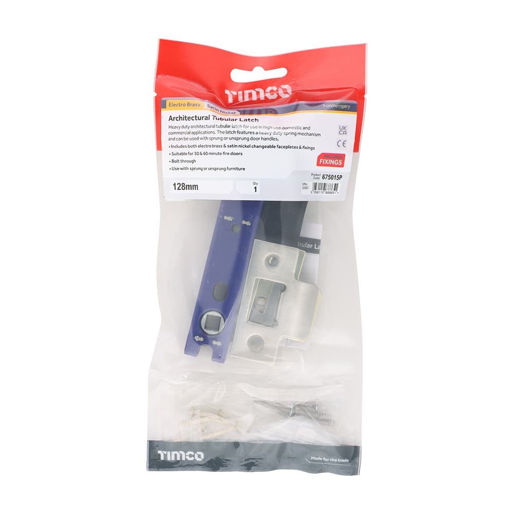 Timco Architectural Tubular Latch - Electro Brass & Satin Nickel TIMbag 1 675015P