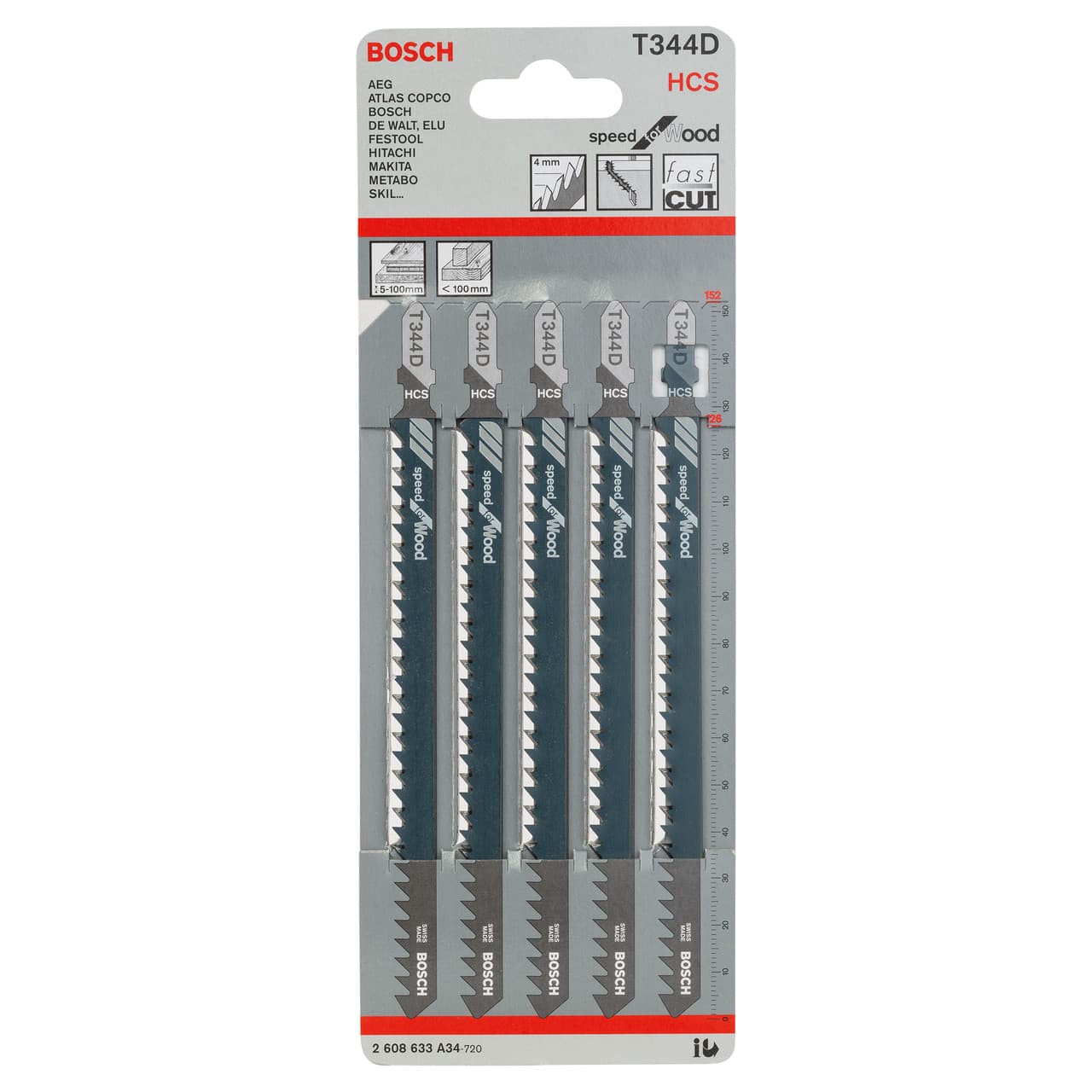 Bosch T344D Speed For Wood Jigsaw Blades (5 Pack)