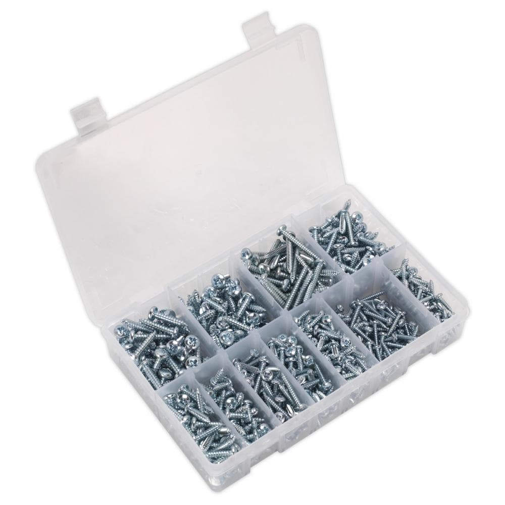 Sealey AB063STPH Self-Tapping Screw Assortment Din 7981Cz 700Pc Pan Head Pozi Zinc