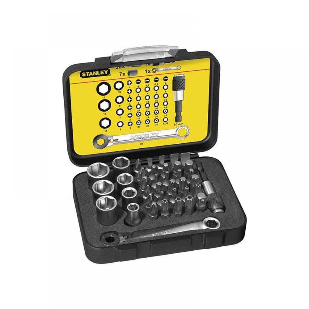 Stanley® 1-13-907 1/4In Drive Bit & Socket Set Of 39 + Ratchet End