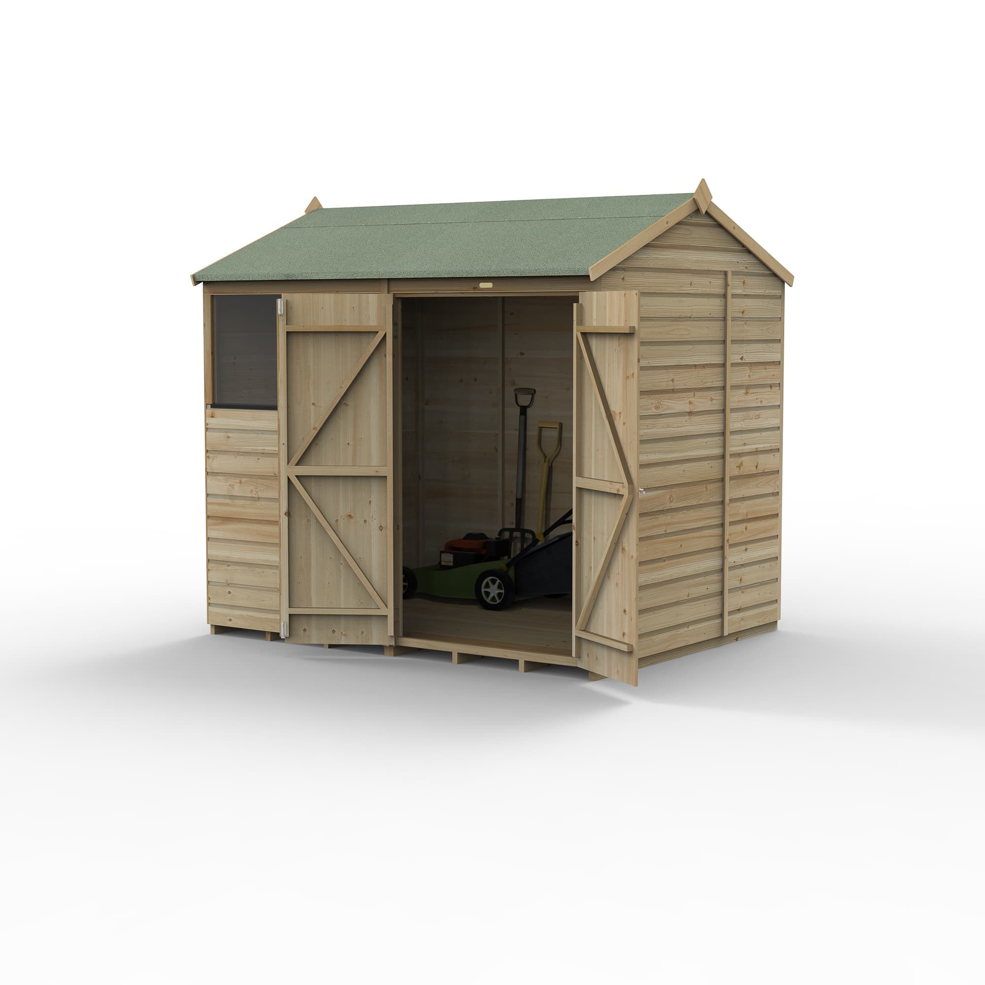 Beckwood 8x6 Reverse Apex Shed 2 Windows DoubleDoor Installed