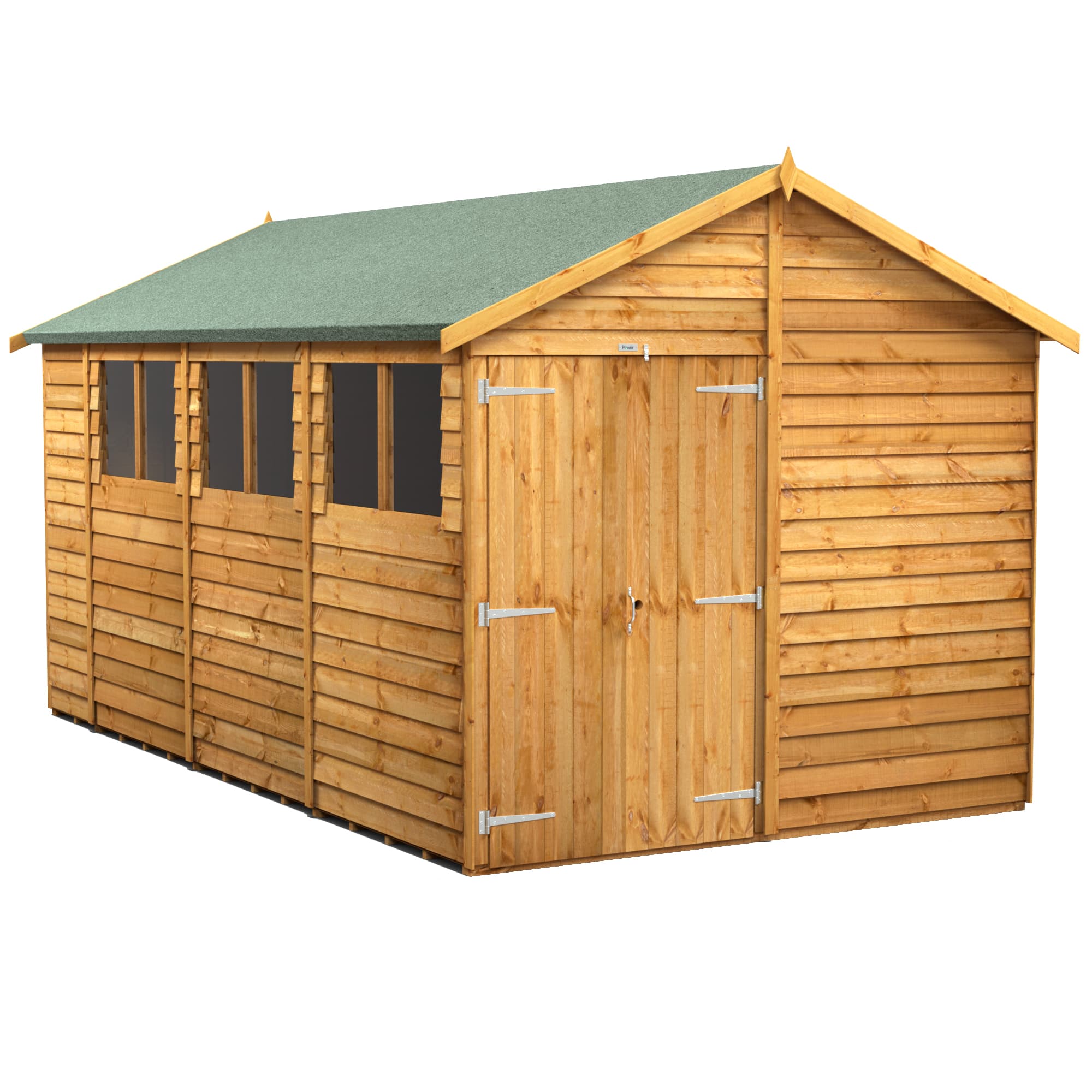 Powersheds 14 x 8 Power Overlap Apex Double Door Shed