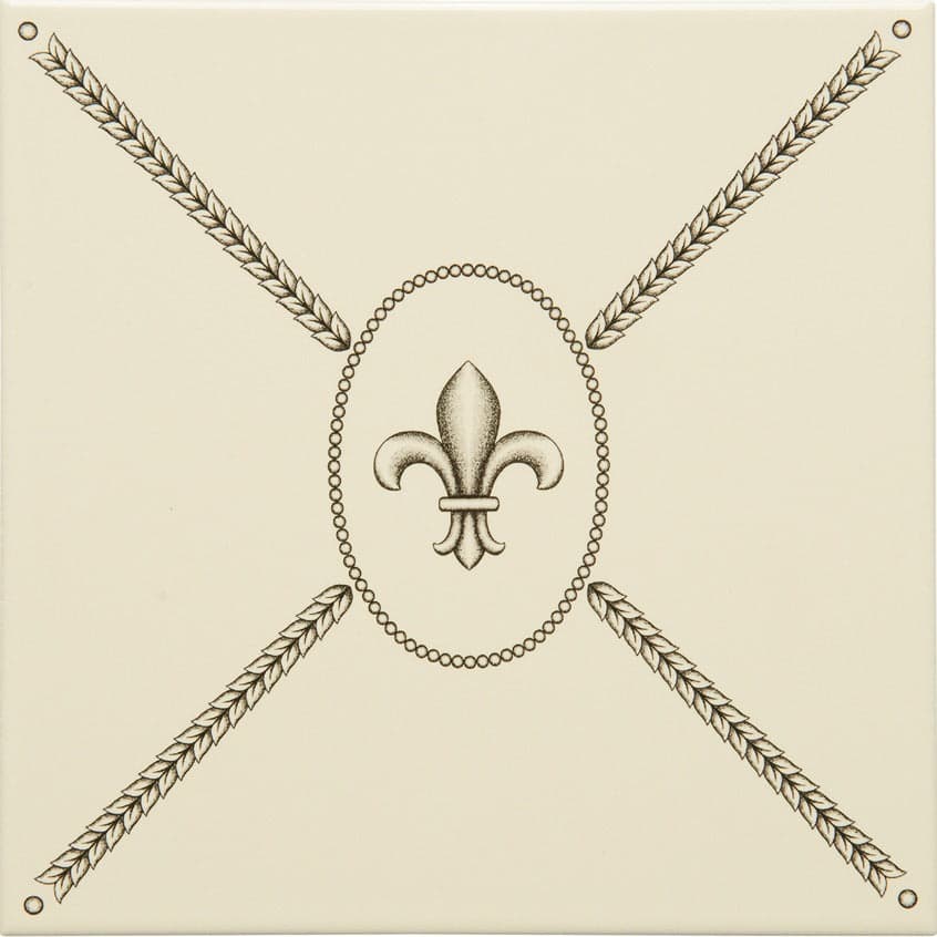 Original Style Artworks Cartouche with Fleur de Lis Charcoal Grey on County White