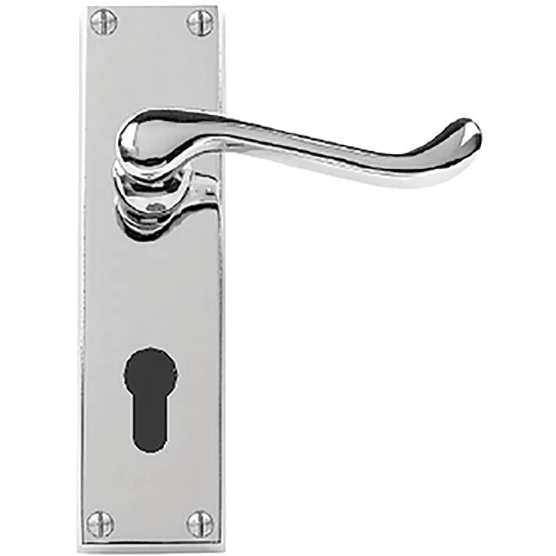 Vic Scroll Euro Door Handles Polished Chrome Premier