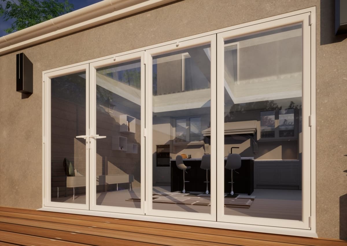 PVC Bifold Door Part Q Compliant - 3600mm White - 1 Left 3 Right