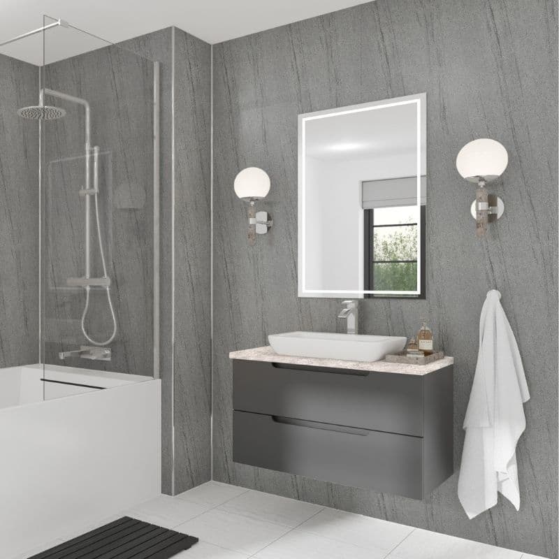 Laminate Wall Panel Square Edge - 900mm x 2420mm x 11mm Silver Granite