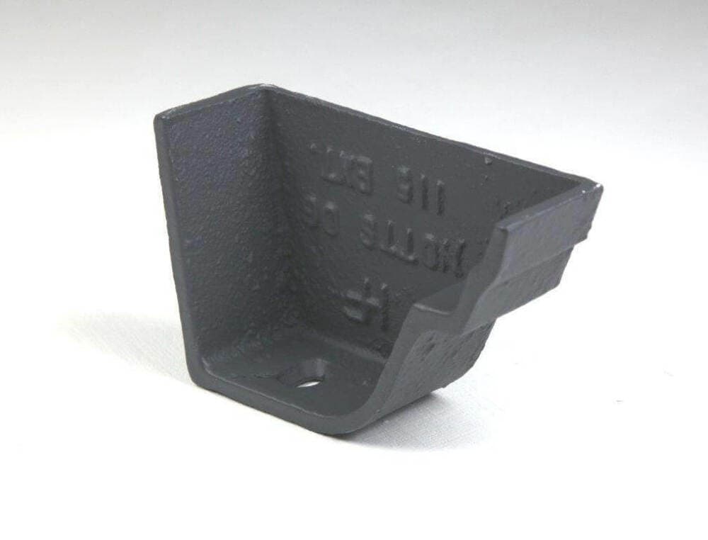 Cast Iron Notts Ogee Gutter Right Hand External Stopend - 115mm Primed