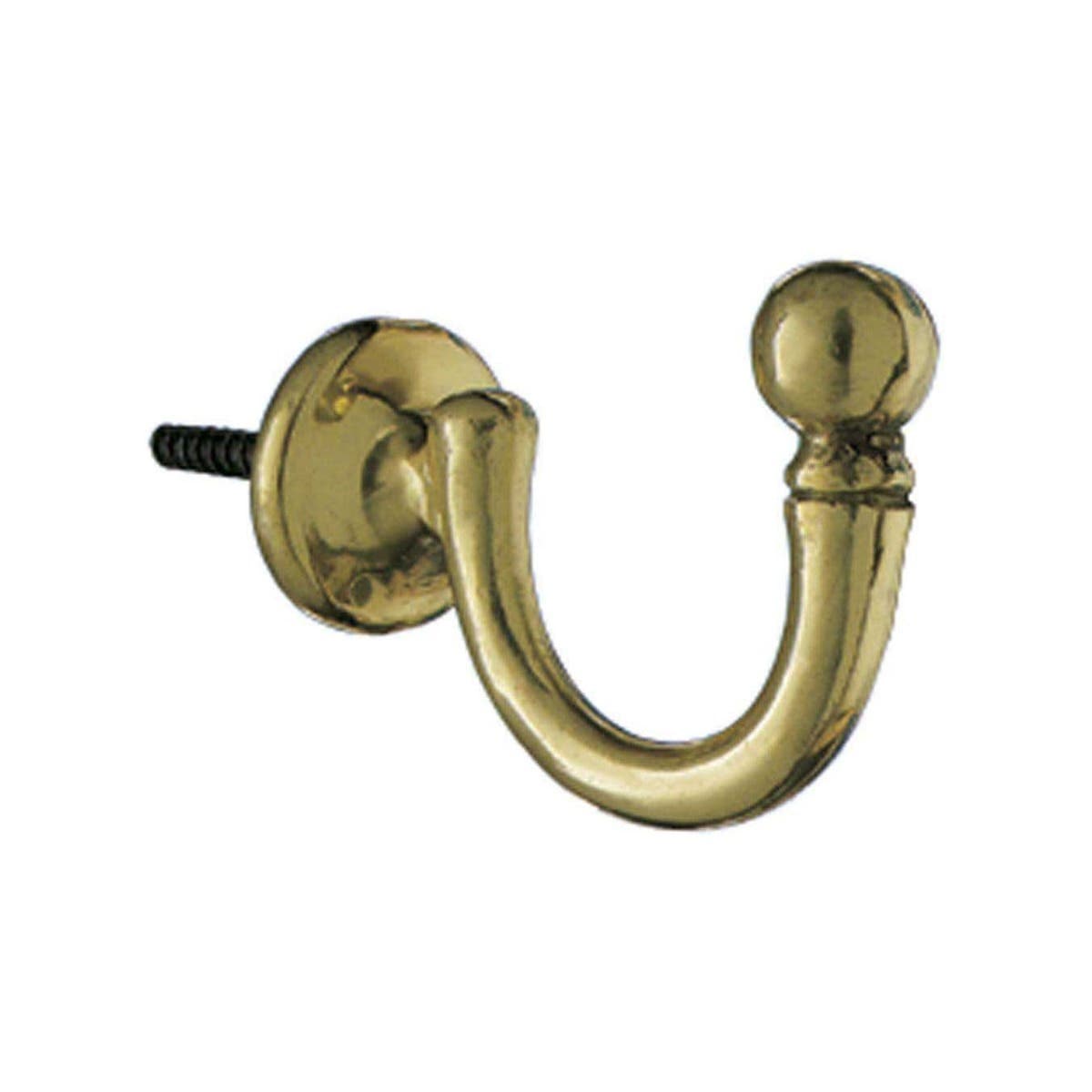 Curtain Tieback Hook Ball End - Polished Brass