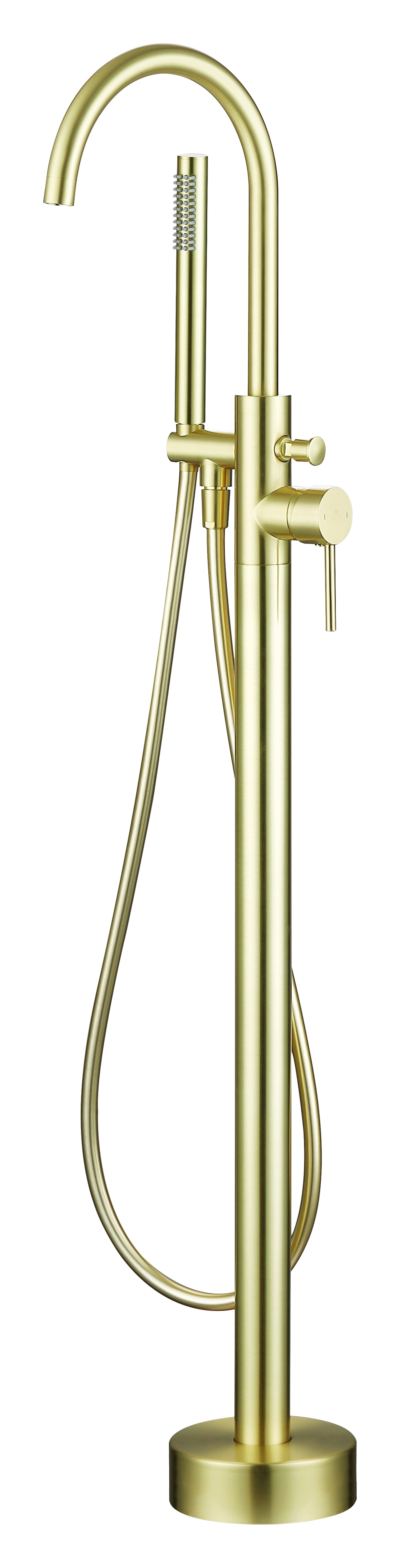 Scylla Round Freestanding Bath/Shower Mixer - incl. Shower Kit - Brushed Brass