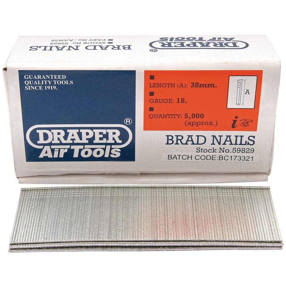 Draper 59829 Brad Nails 38Mm (Pack Of 5000) each