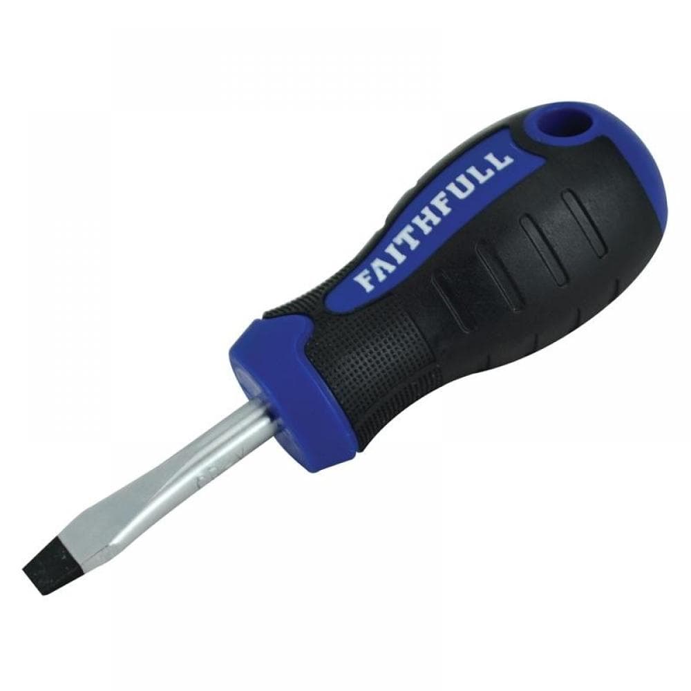 Faithfull Soft Grip Stubby Screwdriver Flared Slotted Tip 6.5 X 38Mm