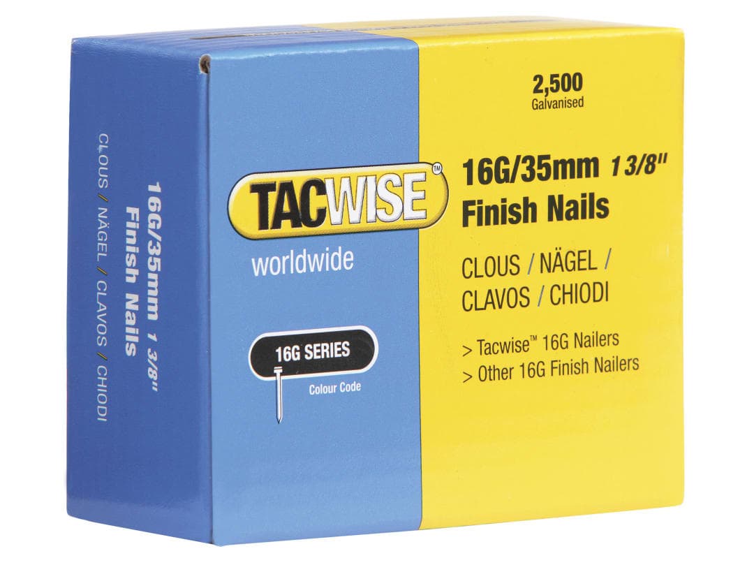 Tacwise 16 Gauge Straight Finish Nails 25mm (Pack 2500) 0666