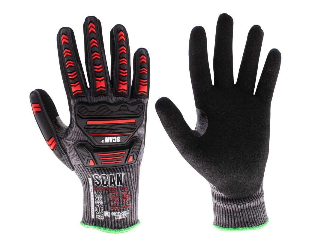 Scan Nitrile Palm Impact Cut D Gloves - M (Size 8) NJC3266DQS