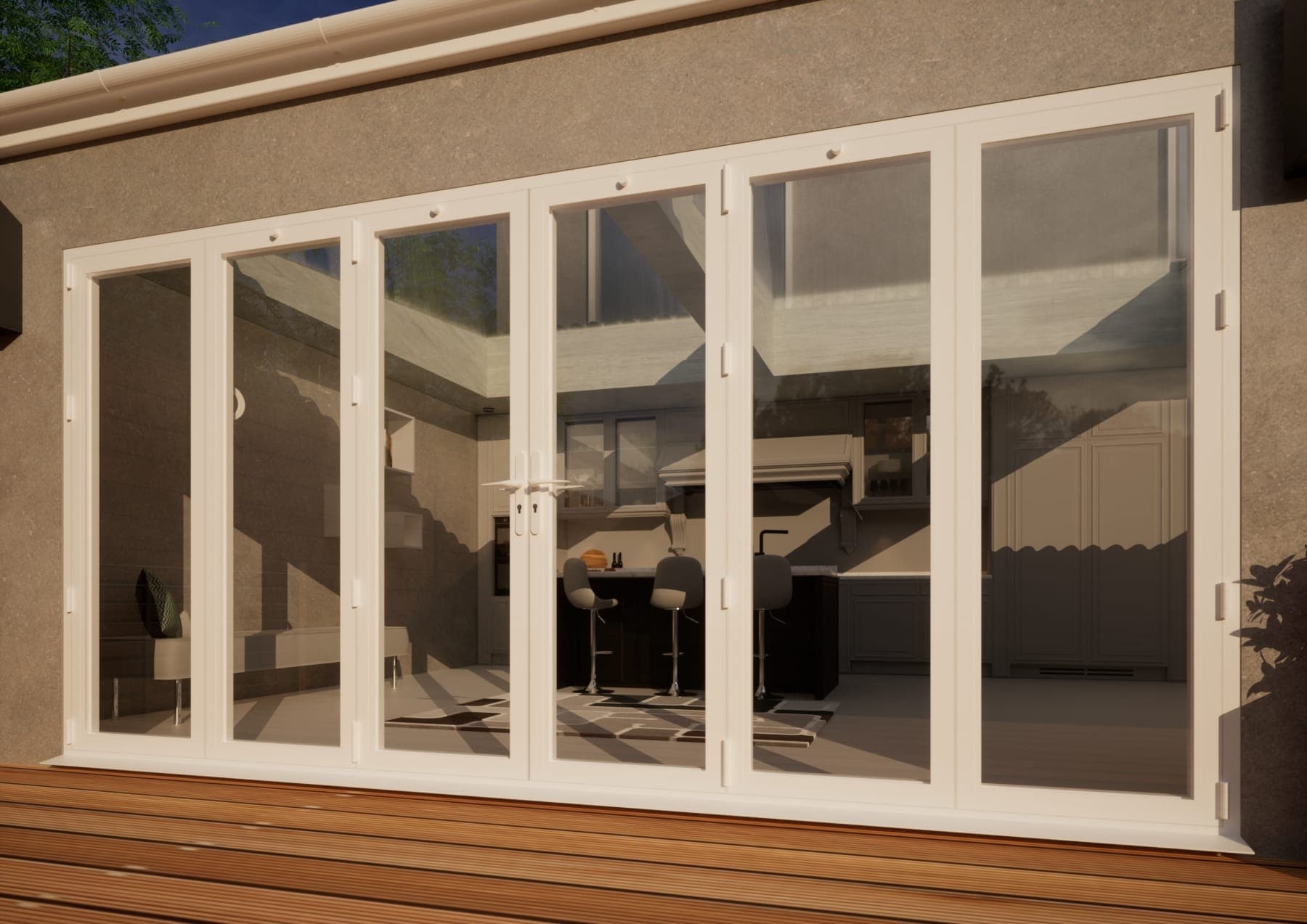 Aluminium Bifold Door Part Q Compliant - 4200mm White - 3 Left 3 Right
