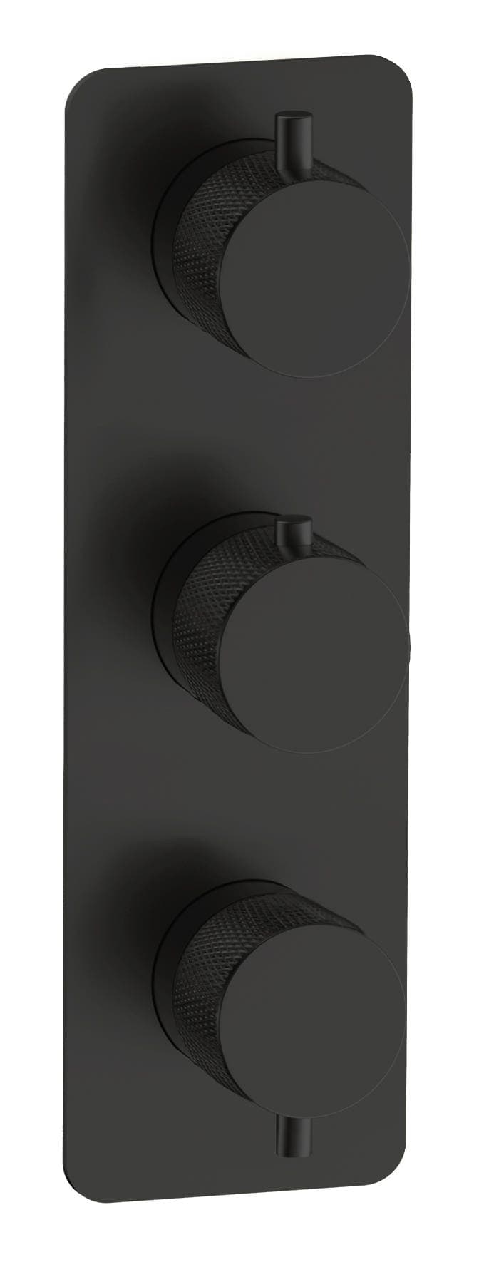 Kensington Knurled Triple Round Concealed Thermostatic Mixer Valve - WRAS - Matte Black