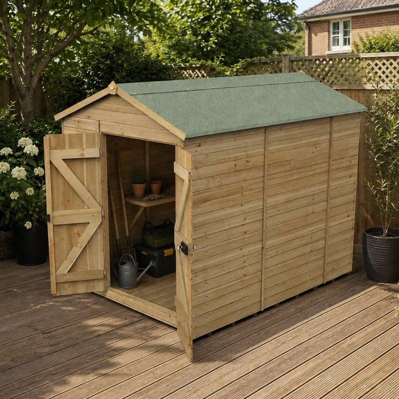 10' x 6' Forest Timberdale 25yr Guarantee Tongue & Groove Pressure Treated Windowless Double Door Apex Shed (3.05m x 2.03m)