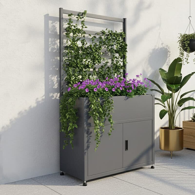 3'3 x 1'6 Trimetals Raised Metal Planter with Storage and Trellis (1.00m x 0.50m)