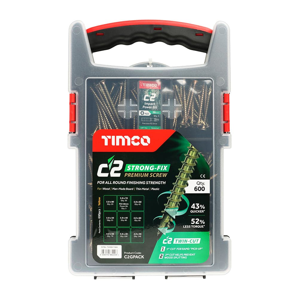 TIMCO C2 Strong-Fix Mixed Grab Pack – PZ – Double Countersunk – Yellow