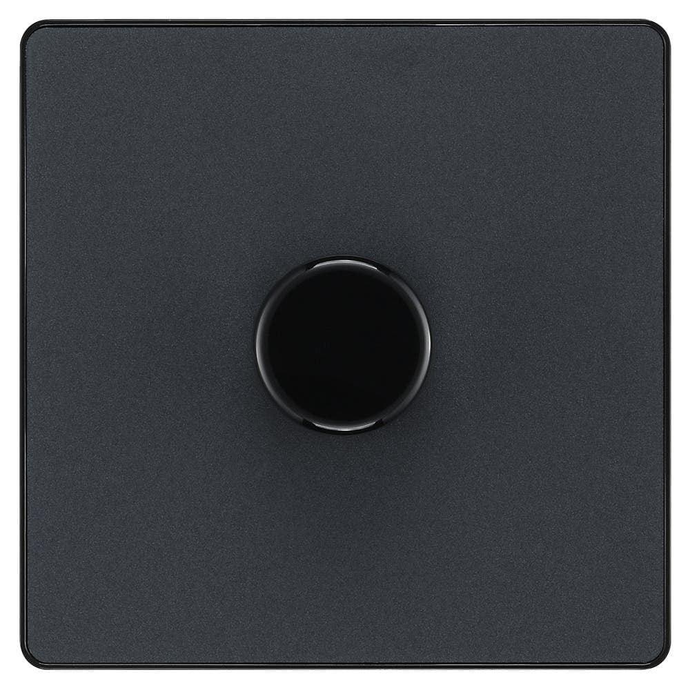 Single Dimmer Switch - 2 Way - Trailing Edge 200W - Matt Grey