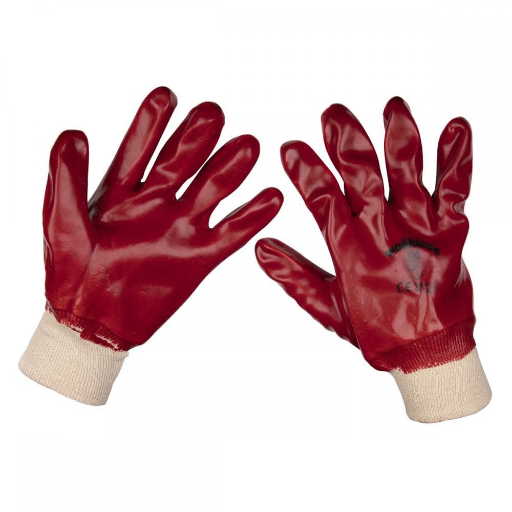 Sealey 9106L General-Purpose Pvc Gloves Knitted Wrist (Large) - Pair