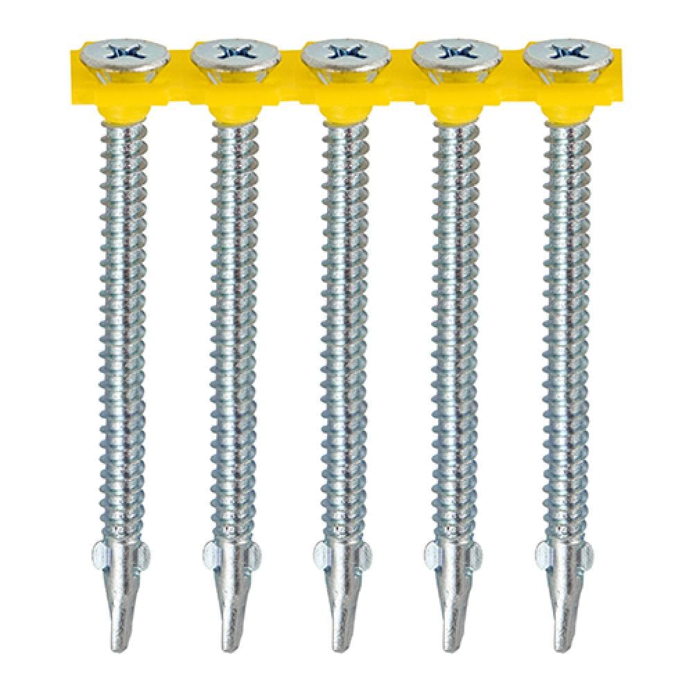 Timco 4865COLLW Collated Timber To Light Section Screws - Countersunk - Wing-Tip - Self-Drilling - Zinc 4.8 X 65 Box 500
