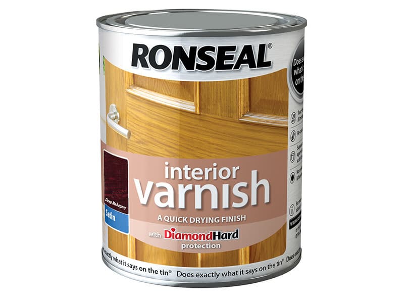 Ronseal 36828 Interior Varnish Quick Dry Satin Deep Mahogany 250Ml