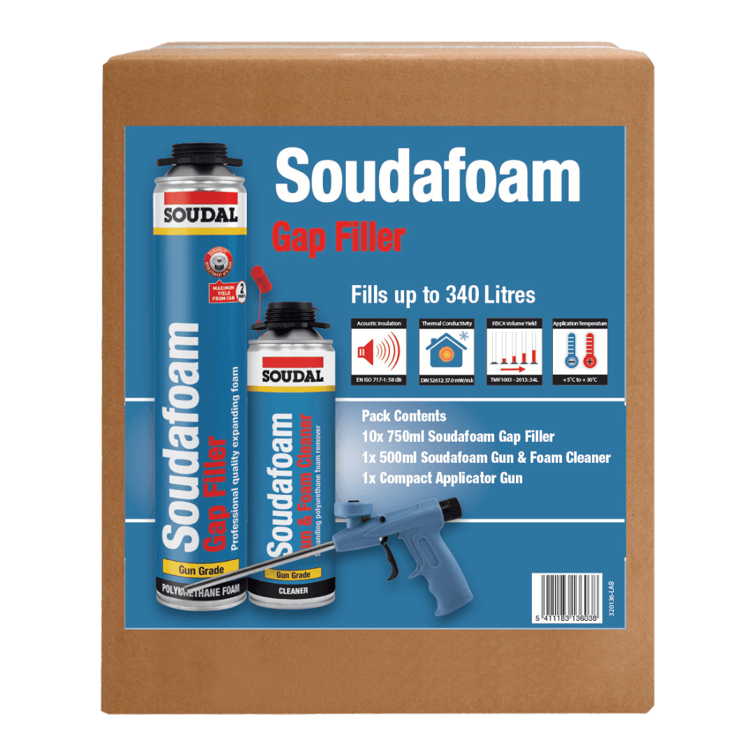 Soudal Soudafoam® Gap Filler Gun Grade* Combi-Box Applicator Pack Champagne Pack 130690
