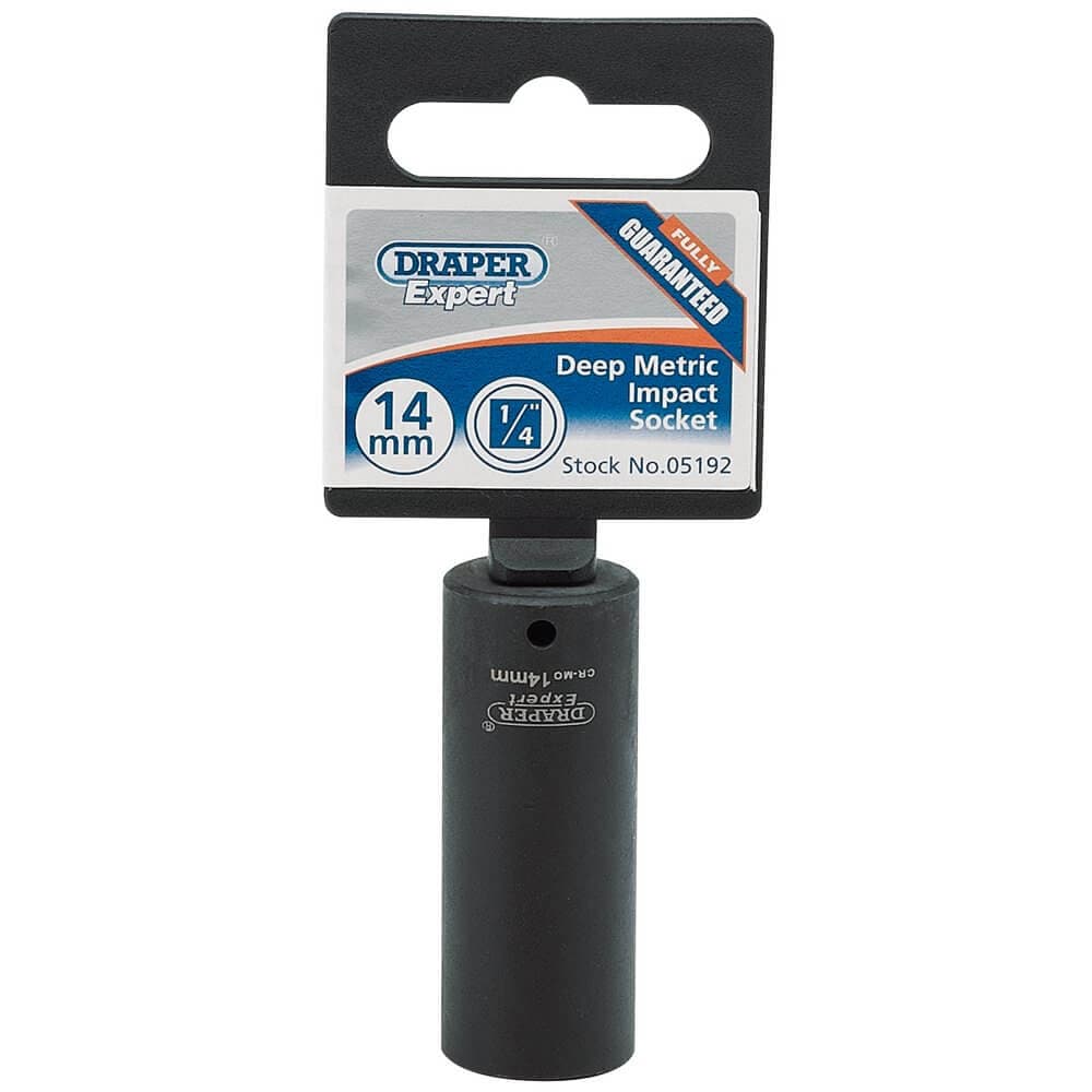 Draper Expert 05192 Expert Hi-Torq® 6 Point Deep Impact Socket 1/4in Sq. Dr. 14Mm each