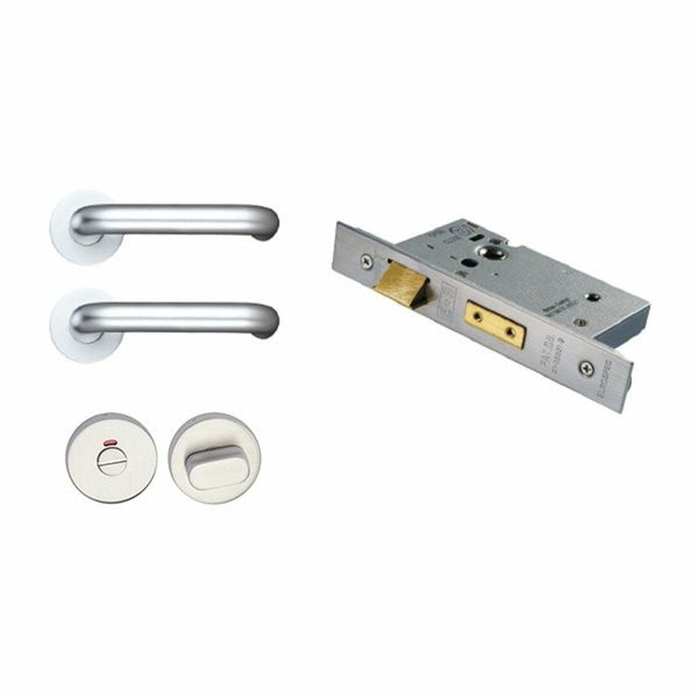 Welling Round Bar Lever Handle + Easi-T Bathroom Sashlock Door Hardware Pack