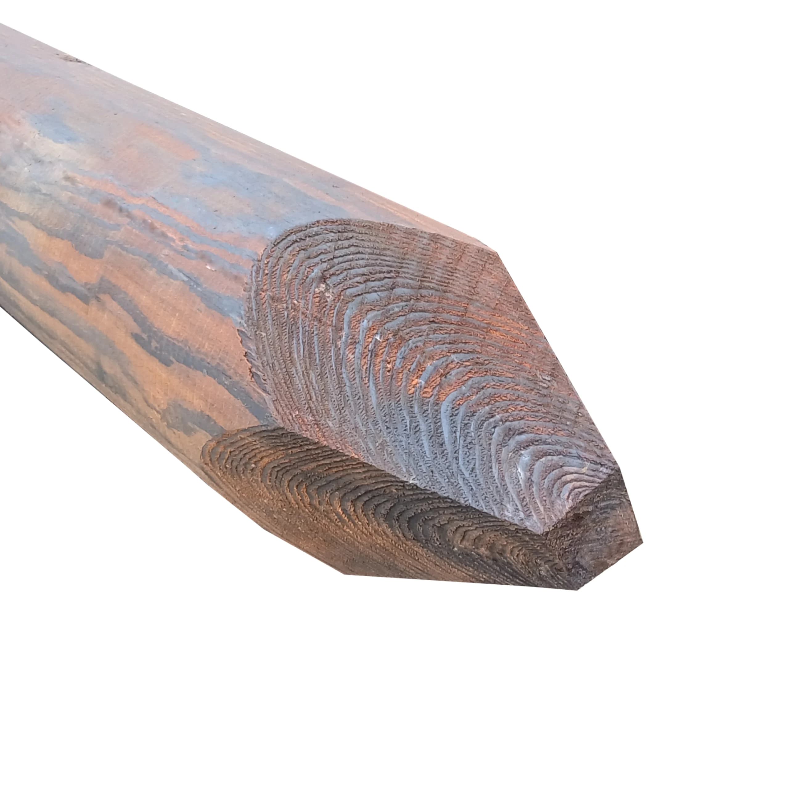 UK 2.4m x 200mm Creosoted Machined Round Strainer Post Pointed