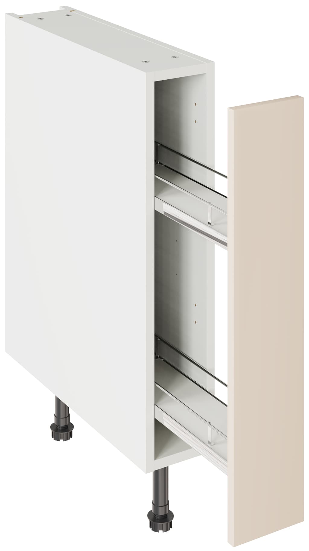 Flatpack 150 Base Kitchen Cabinet Pull-Out Slab Super Gloss Cashmere