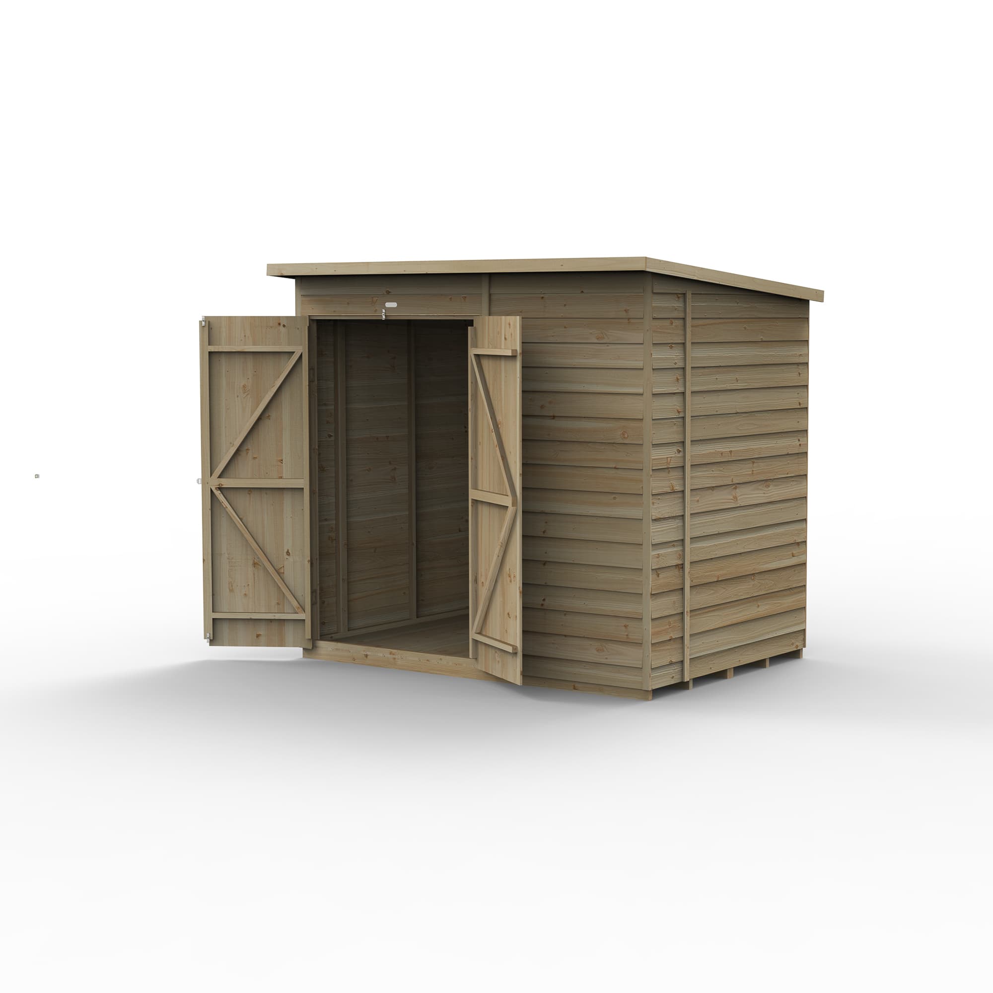 Forest Garden 4LIFE Pent Shed 7 x 5 - No Windows - Double Door Installed