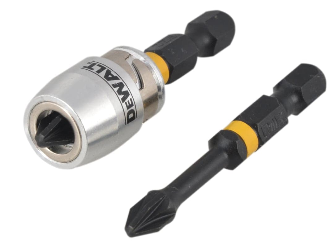 DEWALT Power Tools Impact Torsion Bits PZ2 x 50mm (x2) and Magnetic Screwlock Sleeve DT70535T-QZ