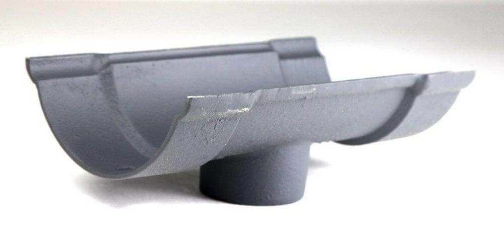 Hargreaves Premier Cast Iron Beaded Half Round Gutter Running Outlet - 125mm for 100mm Downpipe Primed