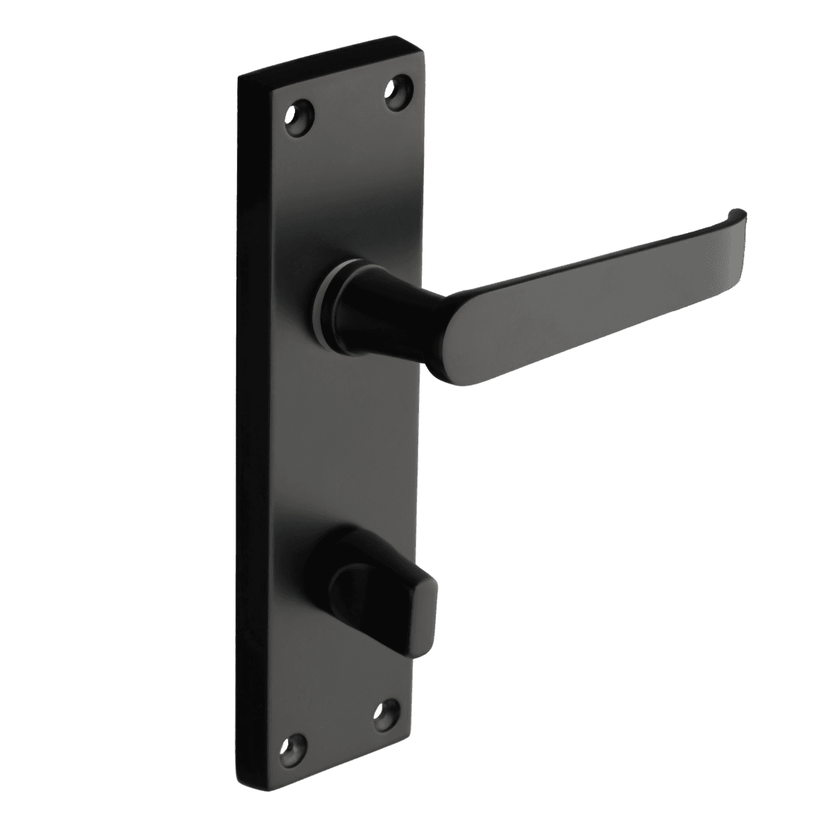 Victorian Straight Lever Bathroom Door Handle - Matte Black - Thumb Turn Lock - Designer Levers