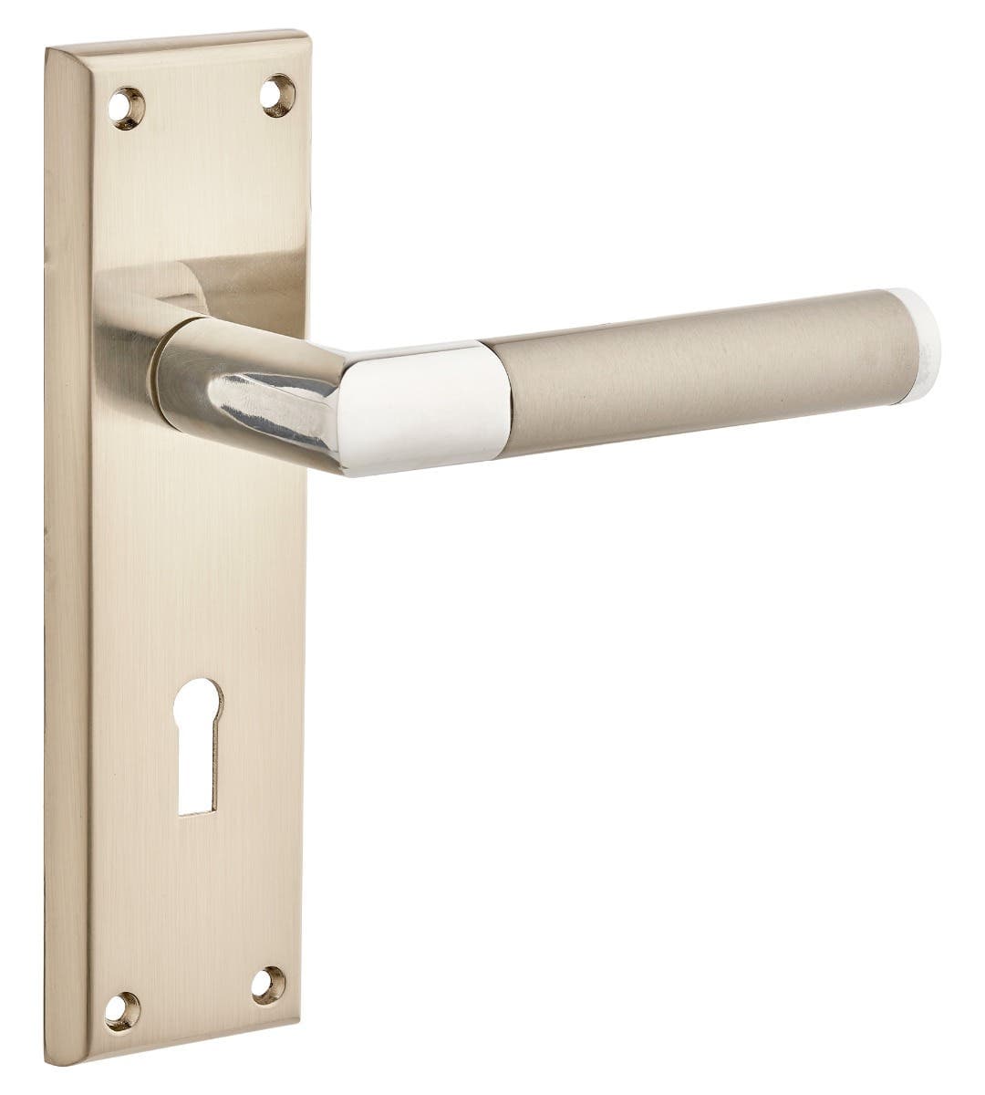 Stretton Right Angle Lever Lock Door Handle - Dual Tone Nickel Lever & Nickel Backplate - Internal - Pair - Designer Levers