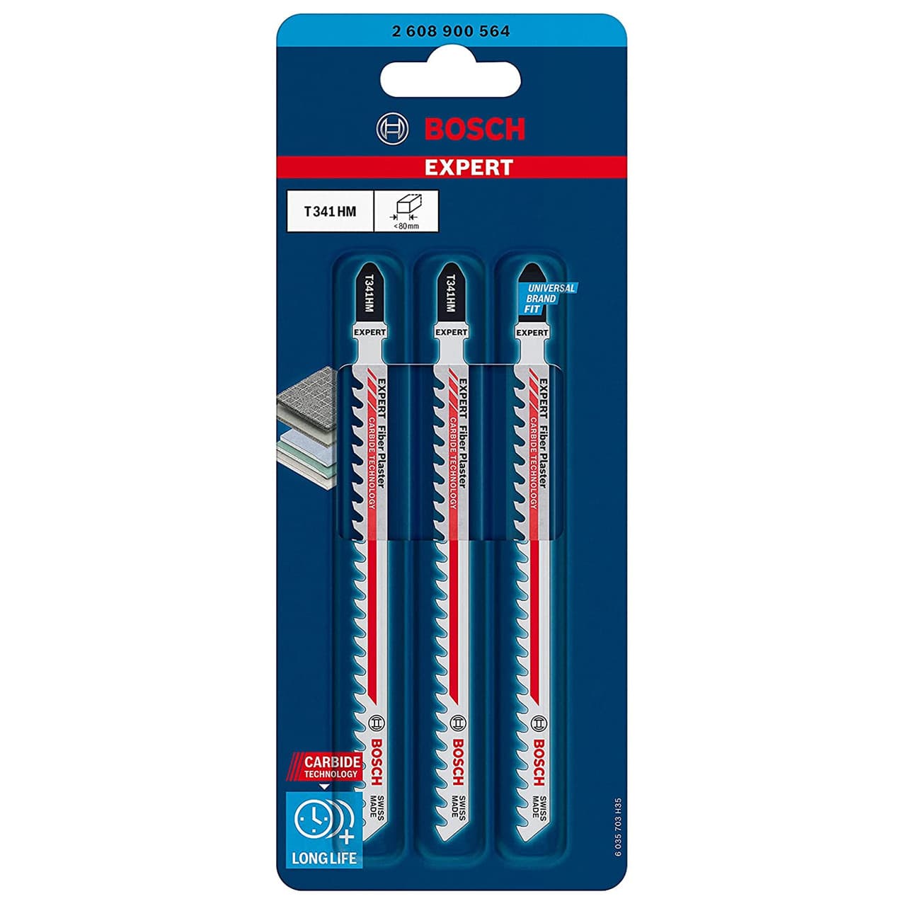 Bosch T341Hm Expert ‘Fiber Plaster’ Jigsaw Blades 132Mm (3 Pack)